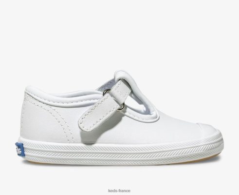 Keds baskets à bride en T et bout renforcé Champion cuir blanc |   Keds Paris B2XZ0X232 petit enfant