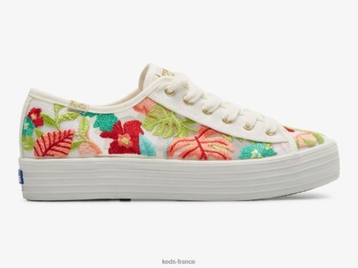 Keds sneaker à broderie tropicale triple kick corail blanc |   Chaussures Keds B2XZ0X152 femmes