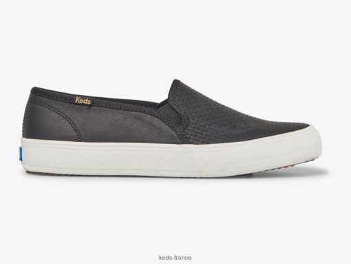 Keds sneaker à enfiler en cuir gaufré à deux étages noir |   Chaussures Keds B2XZ0X24 femmes