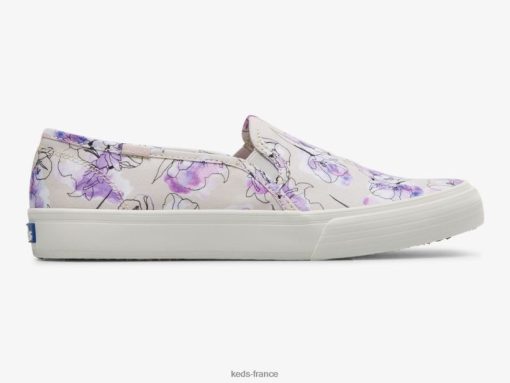 Keds sneaker à enfiler à imprimé floral aquarelle en toile à deux étages gris violet |   Chaussures Keds B2XZ0X64 femmes