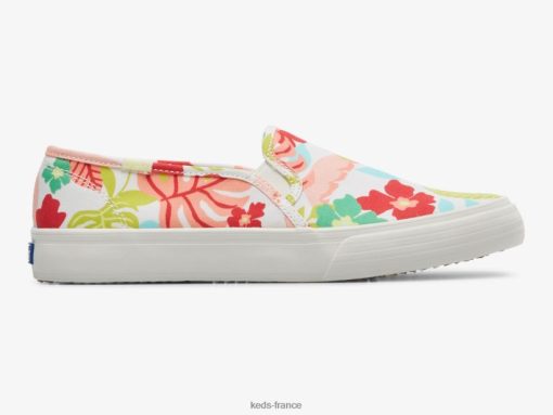 Keds sneaker à enfiler à imprimé tropical à deux étages corail blanc |   Keds France B2XZ0X13 femmes
