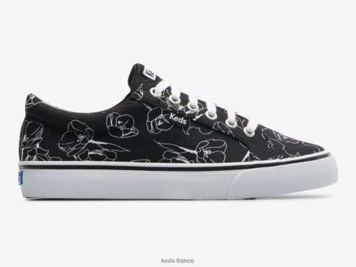 Keds sneaker florale dessinée à la main en toile jump kick noir blanc |   Keds France B2XZ0X201 femmes