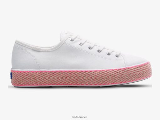 Keds sneaker triple kick en toile de jute avec renforts blanc rose fluo |   Keds Shoes France B2XZ0X167 femmes